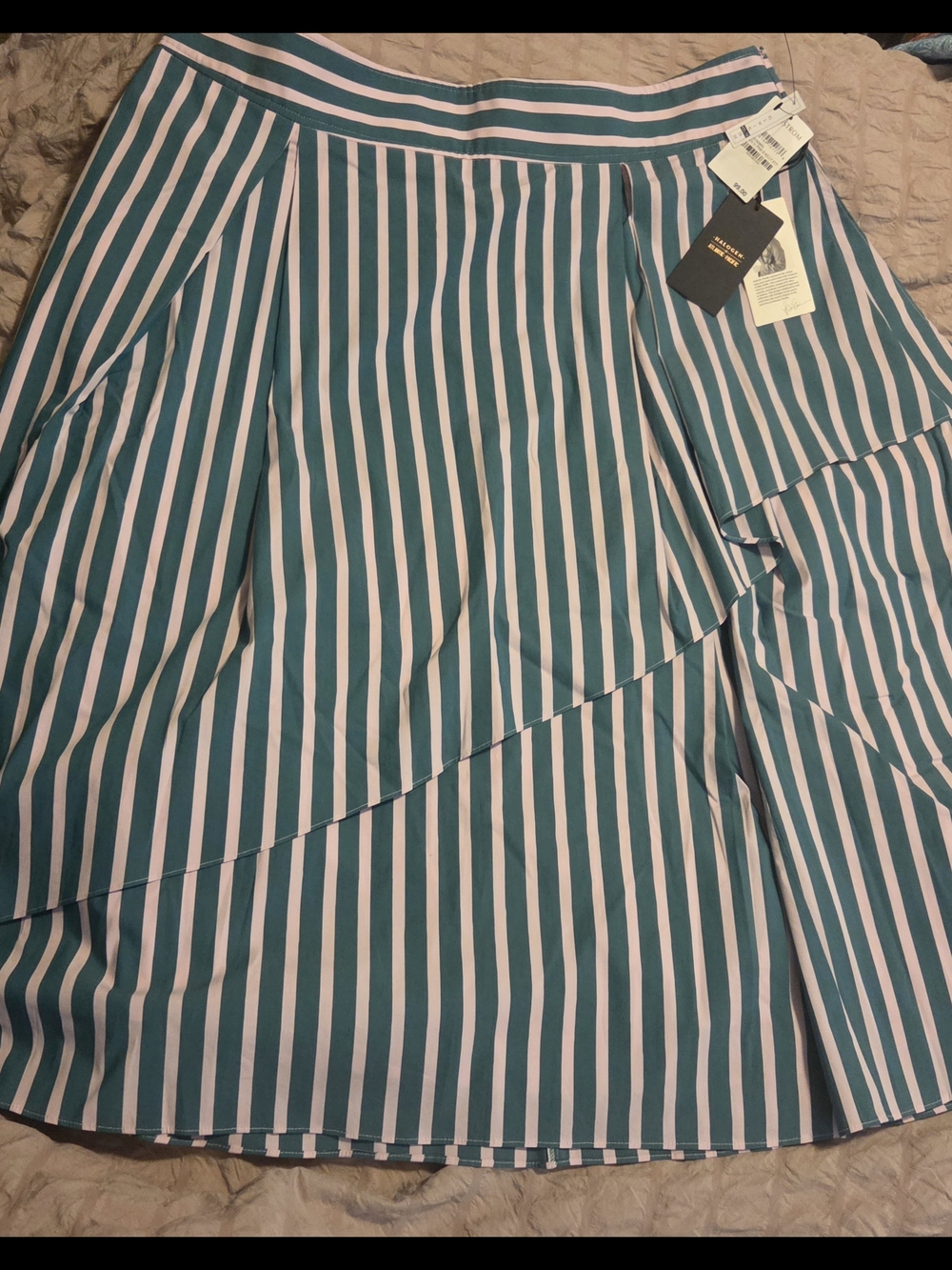 Halogen Teal and Pink Striped Asymmetrical Skirt